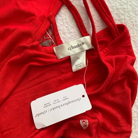 NEW CJ Banks red white handkerchief print open detail back stretch top shirt - Picture 7 of 10